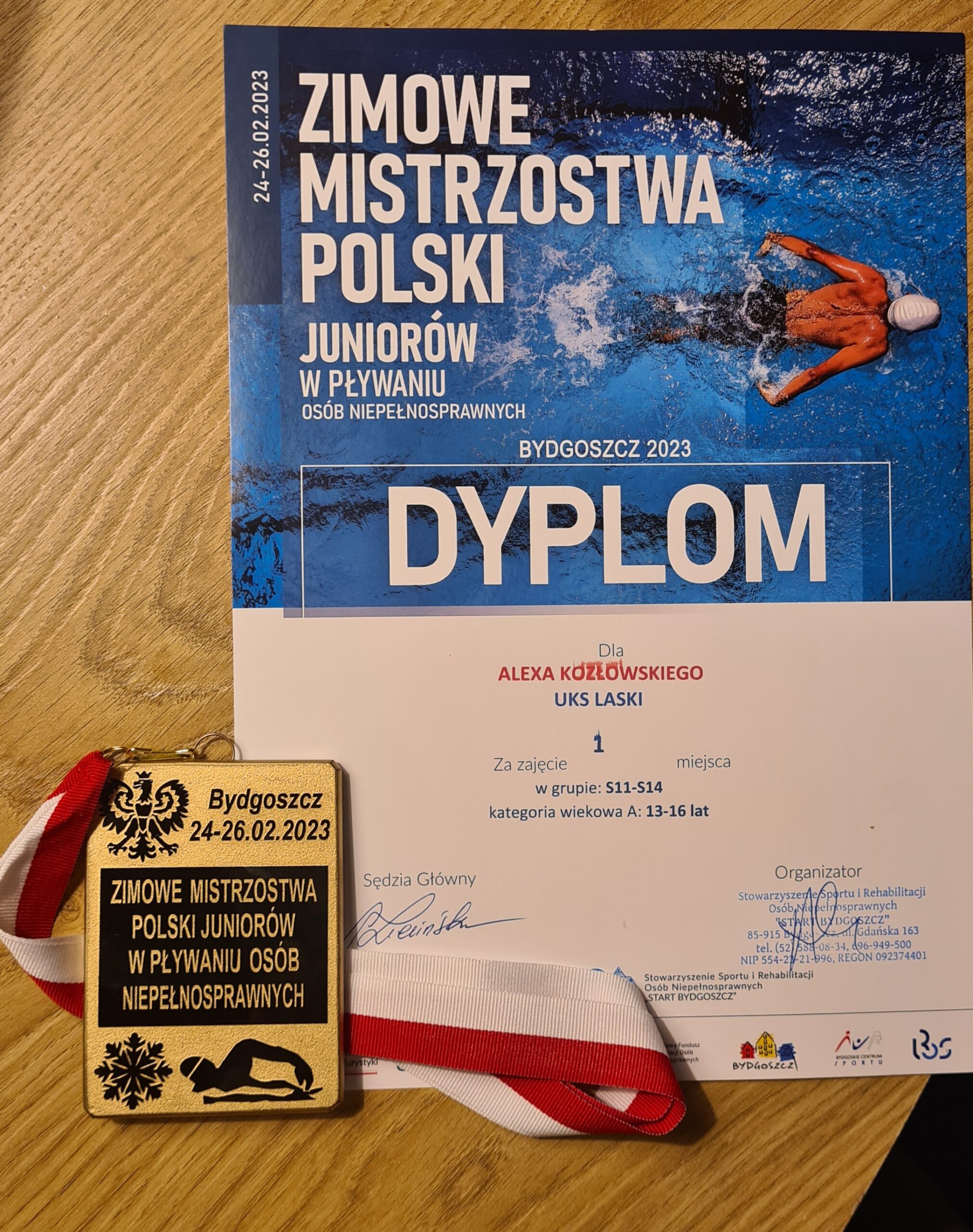 Złoty medal i dyplom dla Alexa za zajęcie I miejsca