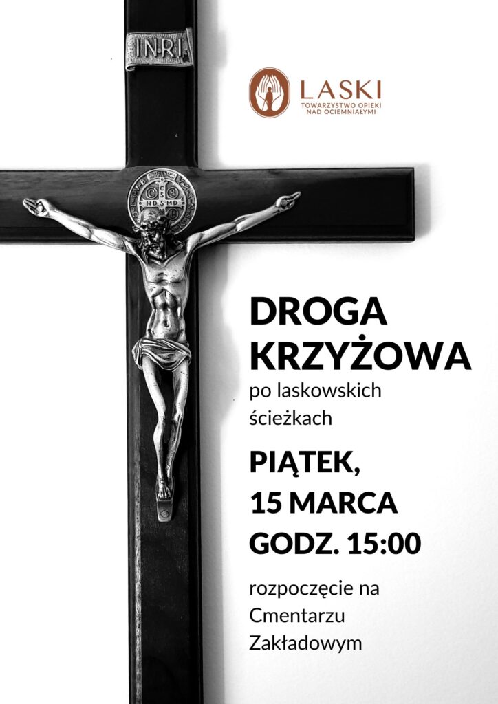 Plakat z informacjami dotyczącymi drogi krzyżowej.