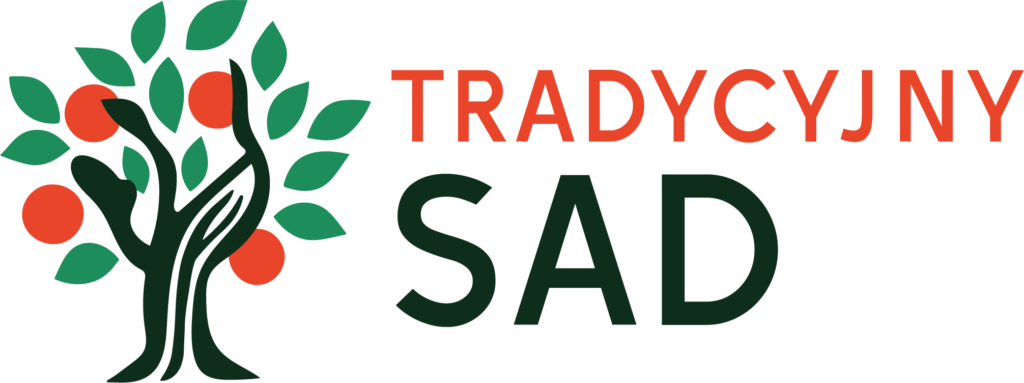 Logo konkursu "Tradycyjny sad" przedstawiający drzewo z owocami.
