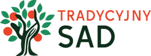 Logo konkursu "Tradycyjny sad" przedstawiający drzewo z owocami.