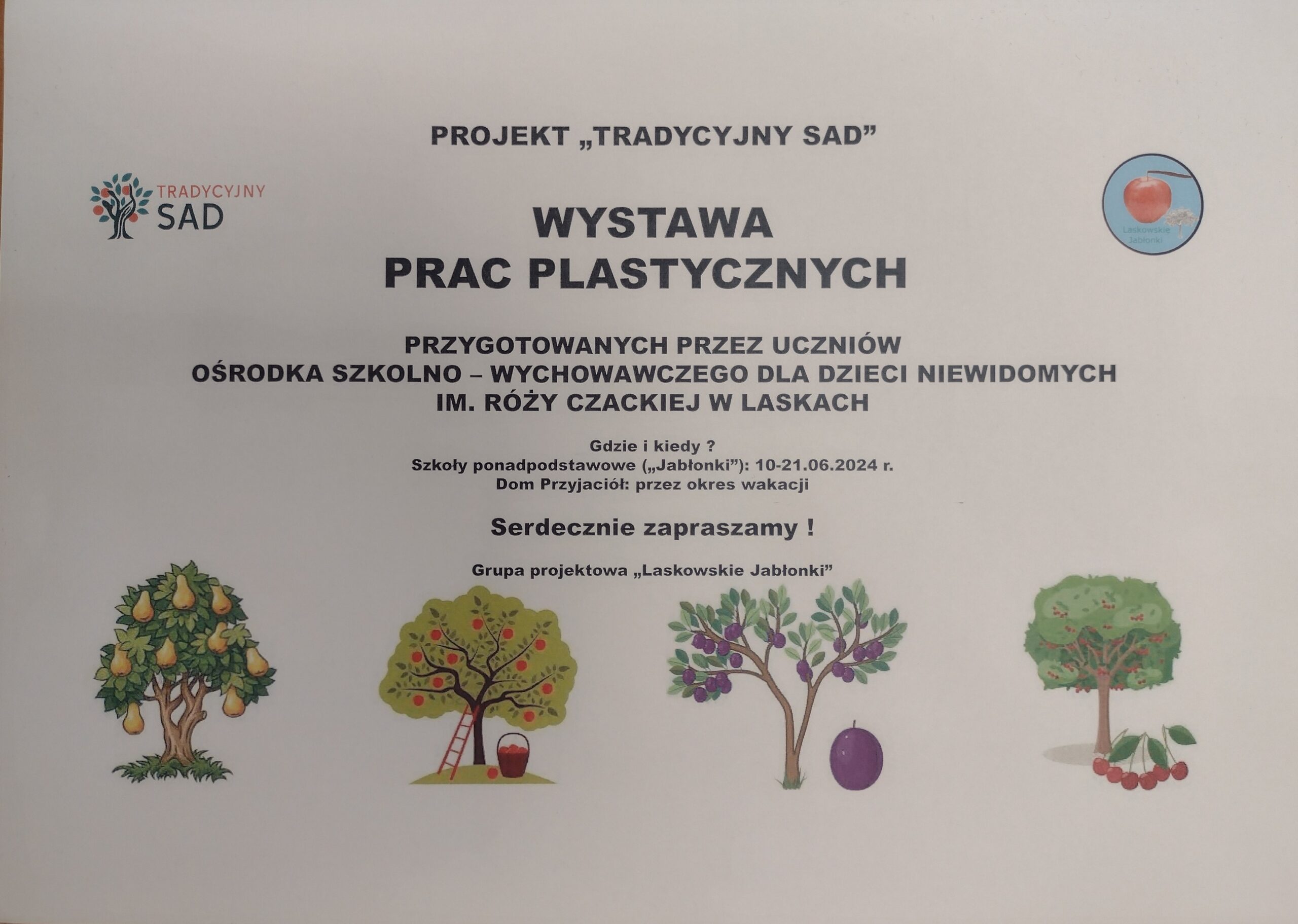 Plakat zapraszający na wystawę prac plastycznych.