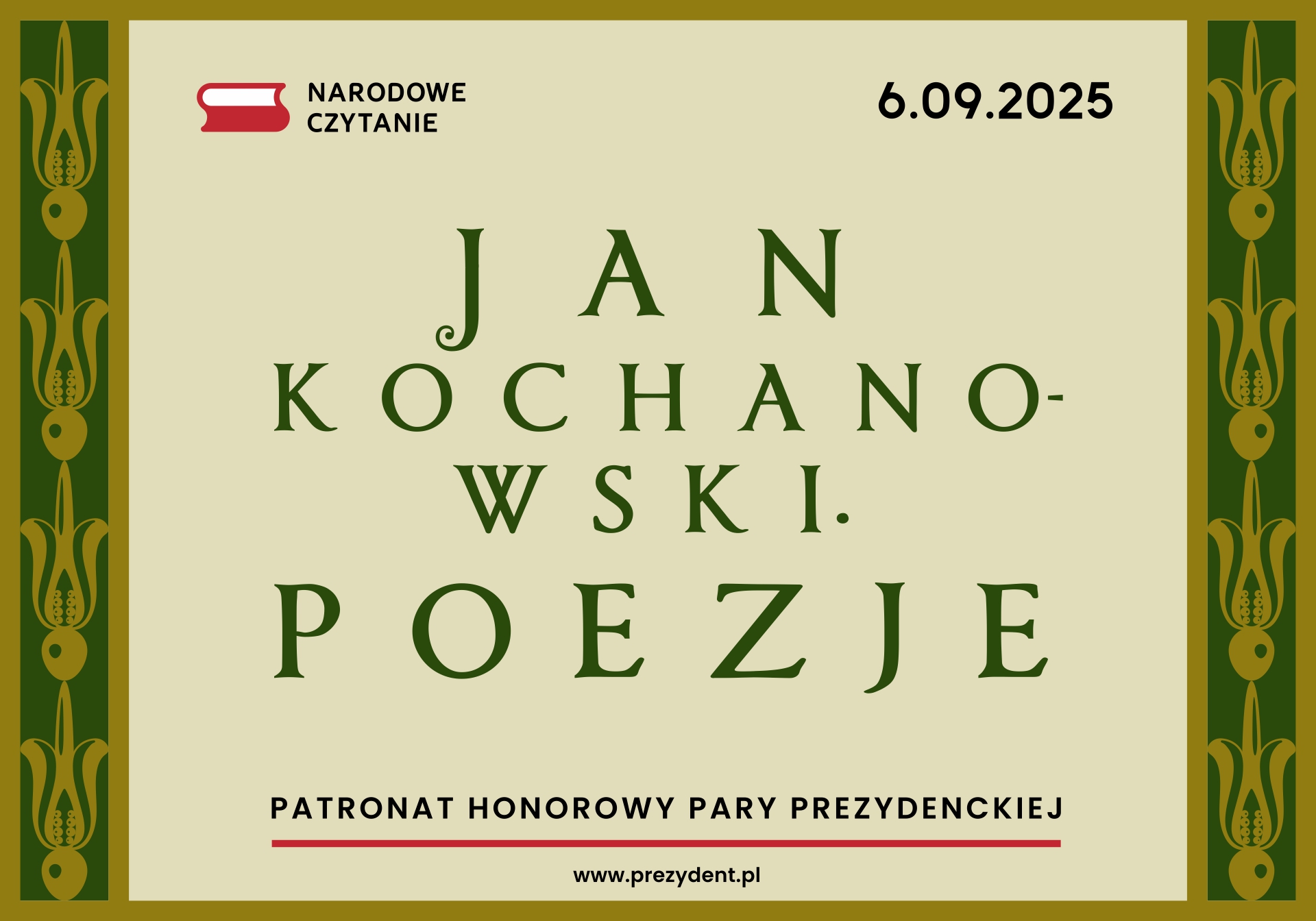 Baner z tegorocznym logo Narodowego czytania